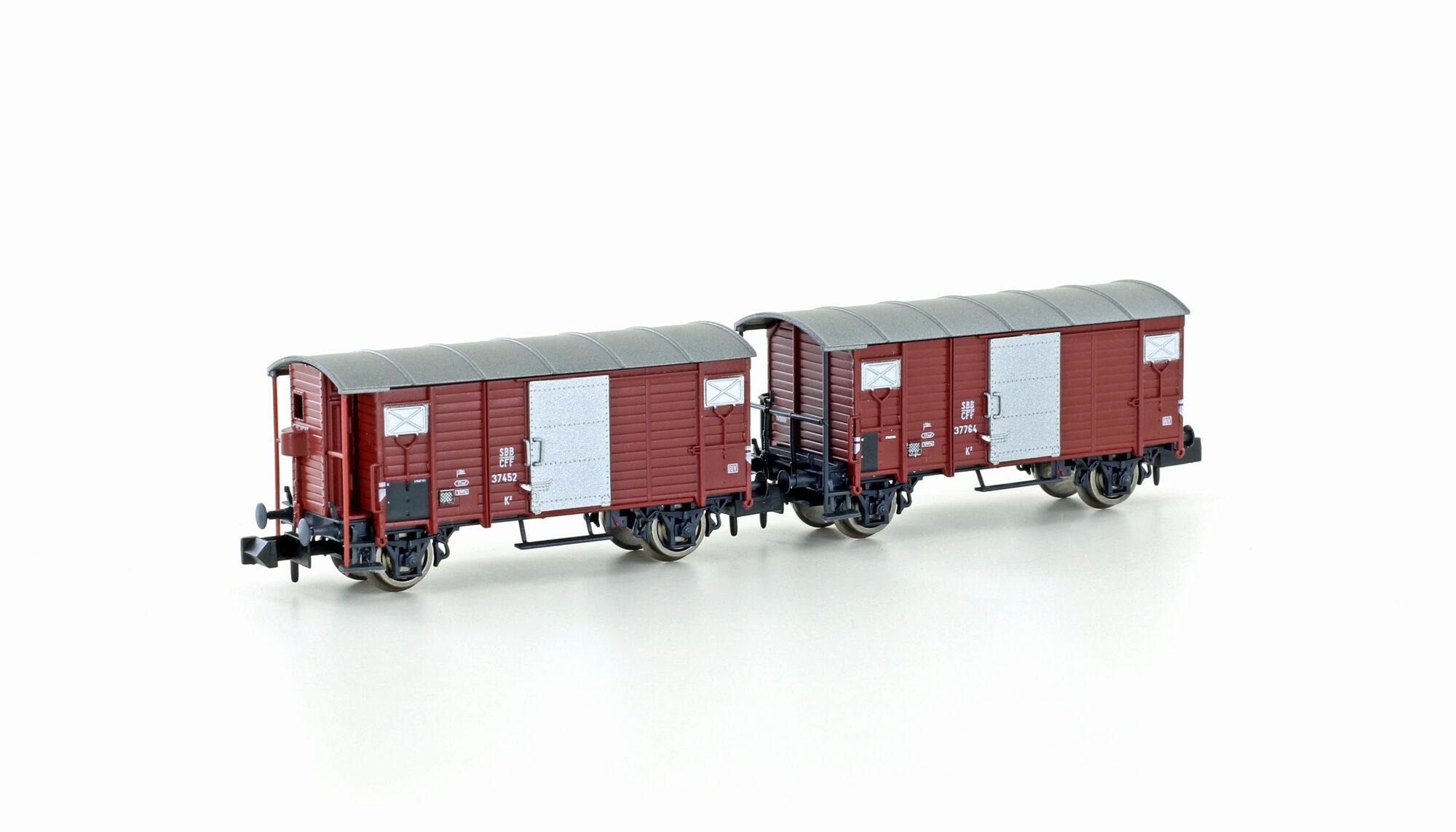 Hobbytrain H24201 SBB 2tlg. Set ged. Güterwagen K2 braun Ep.III